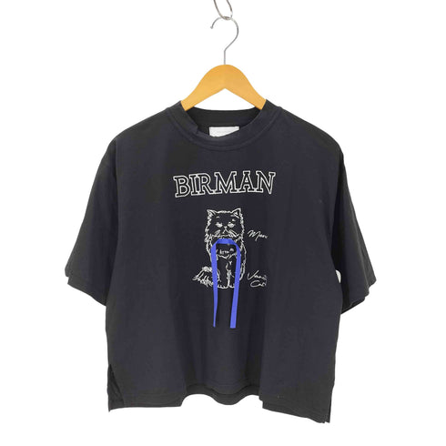 DOLLUPOOPS キャットプリントクルーネックTシャツ レディース