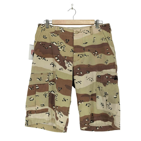 ステューシー Stussy 90S MADE IN USA 白タグ チョコチップカモハーフカーゴパンツ メンズ L