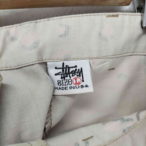 ステューシー Stussy 90S MADE IN USA 白タグ チョコチップカモハーフカーゴパンツ メンズ L