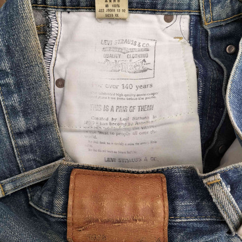 リーバイス Levis 92年製 503BXXボディ ペイントリメイク ダメージデニム メンズ 30