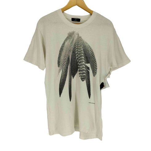 カバンドズッカ CABANE de ZUCCa フェザープリントクルーネックTシャツ メンズ JPN:M