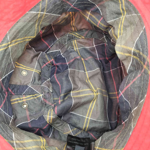 バブアー Barbour 裏地チェック オイルドバケットハット メンズ L