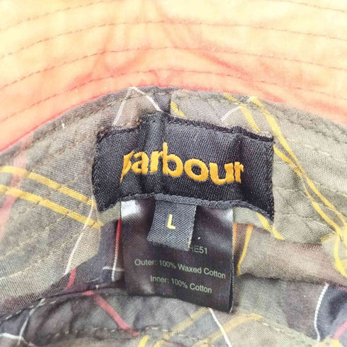 バブアー Barbour 裏地チェック オイルドバケットハット メンズ L