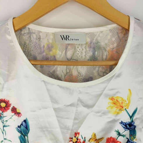 ダブルアールジョイアス WR Joias サテン レース 花柄 切替 クルーネックTシャツ レディース JPN:M