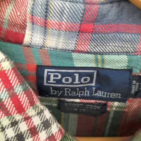 ポロバイラルフローレン Polo by RALPH LAUREN 90S SPORT CODY パッチワーク チェックシャツ メンズ import:L