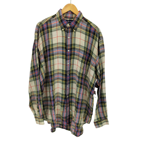ラルフローレン RALPH LAUREN リネン チェック BDシャツ メンズ import:XL