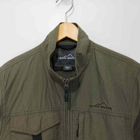 エディーバウアー Eddie Bauer マルチポケット リップストップ ナイロン ジップアップ ジャケット メンズ import:S