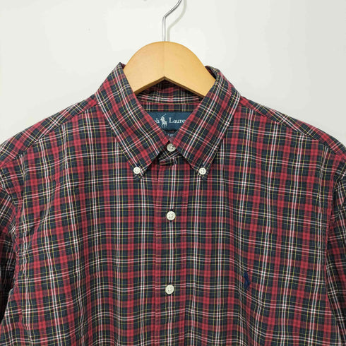 ラルフローレン RALPH LAUREN CUSTOM FIT カスタムフィット ポニー刺繍 ボタンダウン L/S チェックシャツ メンズ import:M