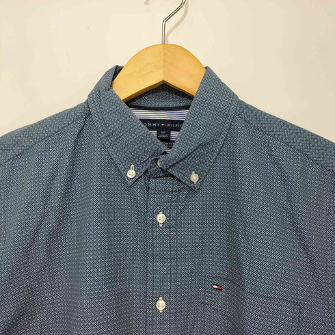 トミーヒルフィガー TOMMY HILFIGER CUSTOM FIT カスタムフィット ロゴ刺繍 ボタンダウン L/S 総柄 シャツ メンズ import:S