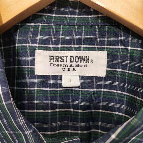 ファーストダウン FIRST DOWN タータンチェック S/S BDシャツ メンズ import:L