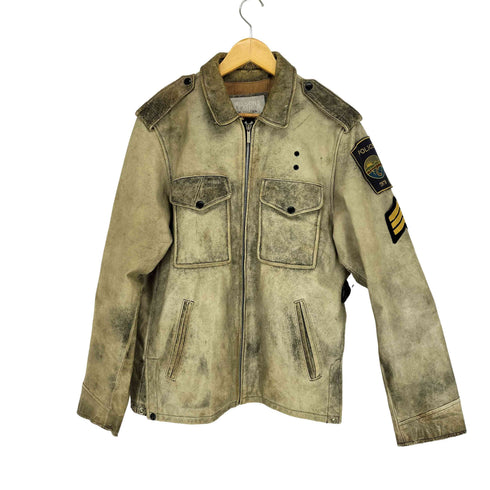 ウィルソン Wilsons Leather POLICE ワッペン ジップアップレザージャケット メンズ JPN:M