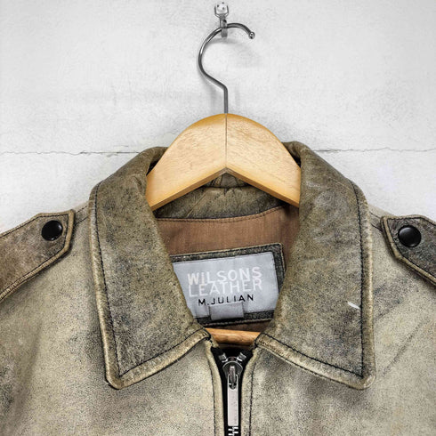 ウィルソン Wilsons Leather POLICE ワッペン ジップアップレザージャケット メンズ JPN:M