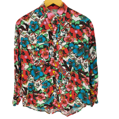 CIMARRON スペイン製 ウエスタン花柄シャツ メンズ M
