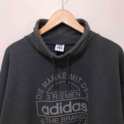 アディダスオリジナルス adidas Originals 日本製 デサント製 フロントプリント ハイネック プルオーバー スウェット メンズ L-O