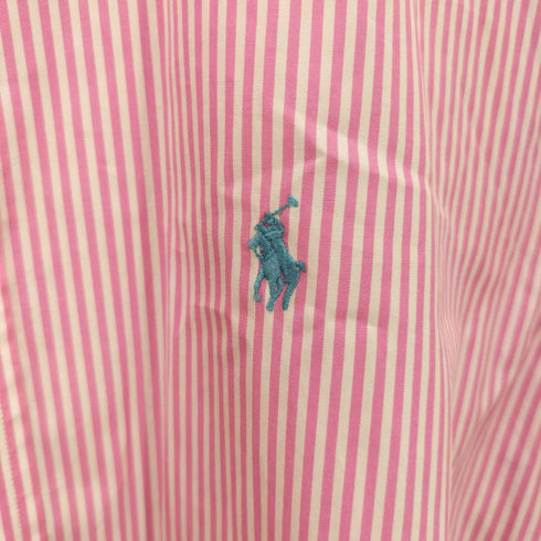 ラルフローレン RALPH LAUREN CUSTOM FIT ポニー 刺繍 ボタンダウン L/S ストライプシャツ メンズ import:M