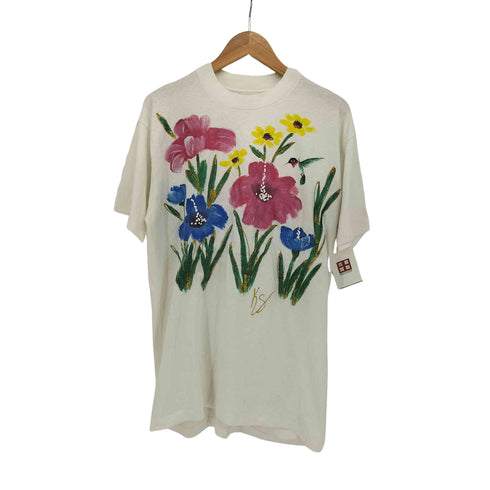 ヘインズ Hanes 80s Fifty-Fifty USA製 フラワーペイント クルーネックTシャツ メンズ import:L