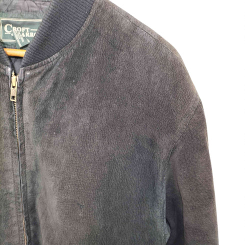 クラフトアンドバロー Croft&Barrow 90S レザー ジップアップ ボンバージャケット メンズ import:M