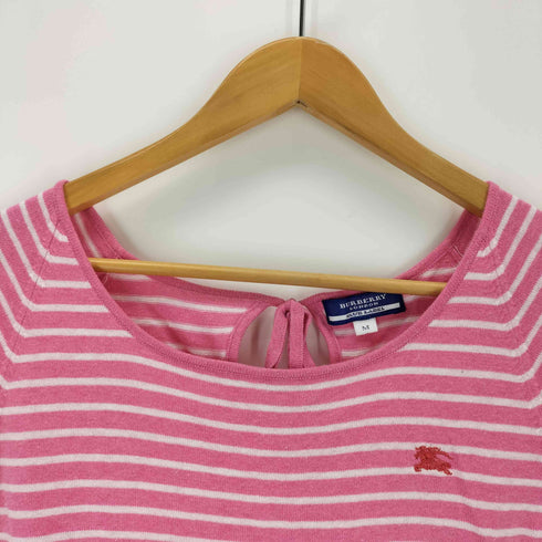 バーバリーブルーレーベル BURBERRY BLUE LABEL ホースロゴ刺繍 S/Sボーダーニット レディース import:M