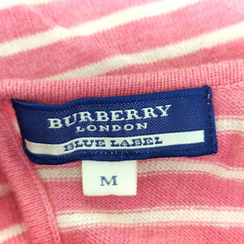 バーバリーブルーレーベル BURBERRY BLUE LABEL ホースロゴ刺繍 S/Sボーダーニット レディース import:M