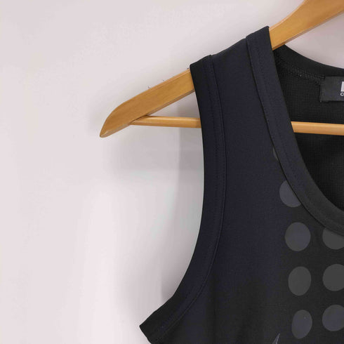 ブラックコムデギャルソン BLACK COMME des GARCONS スウォッシュロゴプリント ドット柄ノースリーブワンピース レディース JPN:S