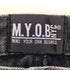 エムワイオービーエヌワイシー M.Y.O.B NYC フロントジップ フリンジブラックデニムパンツ メンズ