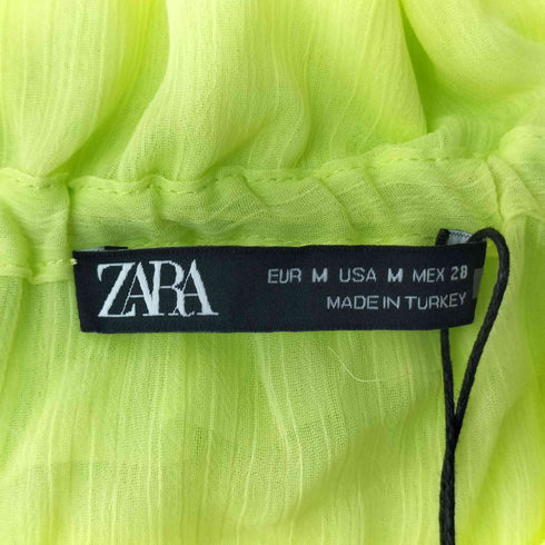 ザラ ZARA LIME SHEER CHIFFON TUNIC TOP BLOUSE シアー フリル ブラウス レディース import:M
