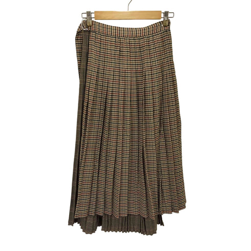 ザラ ZARA CHECKED PATCHWORK SKIRT チェック プリーツ ラップ スカート レディース XS