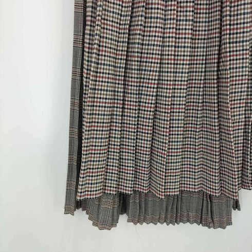 ザラ ZARA CHECKED PATCHWORK SKIRT チェック プリーツ ラップ スカート レディース XS