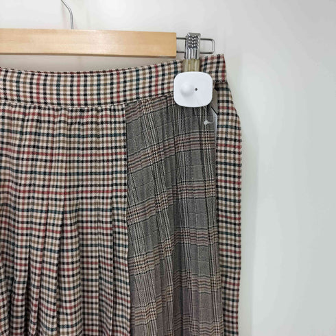 ザラ ZARA CHECKED PATCHWORK SKIRT チェック プリーツ ラップ スカート レディース XS