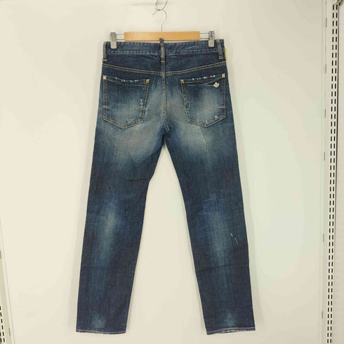 ディースクエアード DSQUARED2 13SS ダメージ加工 スリムストレートデニムパンツ メンズ EUR:46-48
