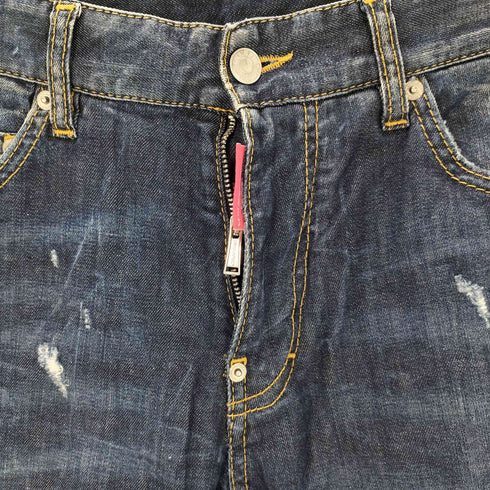 ディースクエアード DSQUARED2 13SS ダメージ加工 スリムストレートデニムパンツ メンズ EUR:46-48