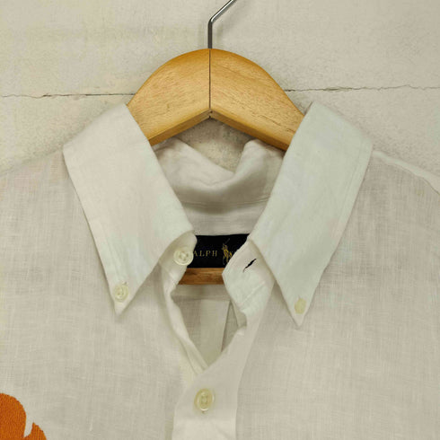 ラルフローレン RALPH LAUREN 企業ロゴ刺繍 リネン BD シャツ メンズ XL