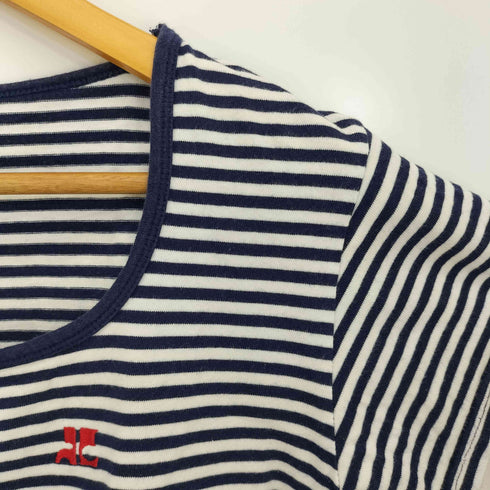 クレージュ courreges ボーダー ワンポイント刺繍 Tシャツ レディース JPN:L