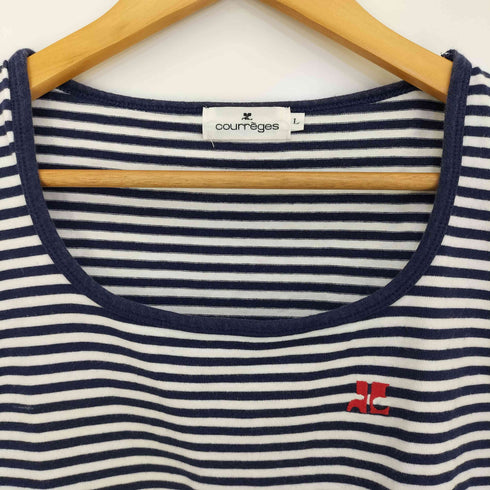 クレージュ courreges ボーダー ワンポイント刺繍 Tシャツ レディース JPN:L
