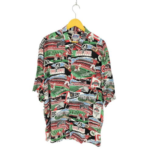レインスプーナー Reyn Spooner reyn sports ohio state フットボールチーム 総柄レーヨンシャツ メンズ import:XXL