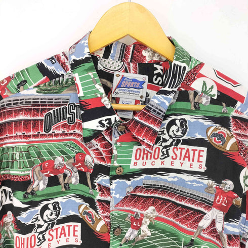 レインスプーナー Reyn Spooner reyn sports ohio state フットボールチーム 総柄レーヨンシャツ メンズ import:XXL