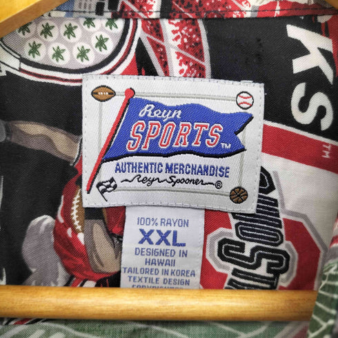 レインスプーナー Reyn Spooner reyn sports ohio state フットボールチーム 総柄レーヨンシャツ メンズ import:XXL