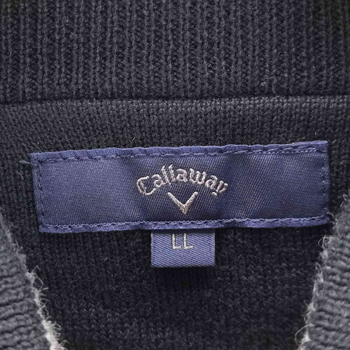 キャロウェイ Callaway 刺繍ロゴ チェックデザイン ジップアップニット メンズ JPN:XL
