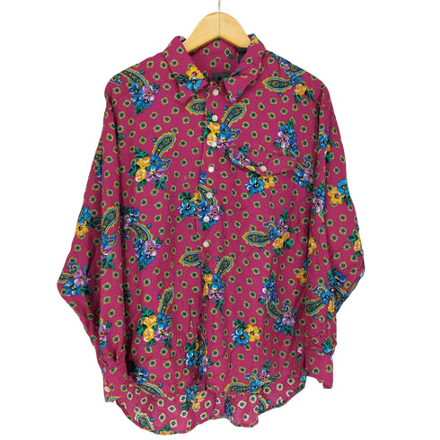 リズウェア LIZ wear ペイズリー柄多ボタンレーヨンシャツ メンズ L