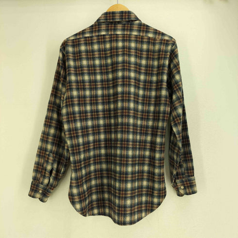 ペンドルトン PENDLETON 70-80s USA製 PURE VIREGIN WOOL 襟キルティング ダブルポケット チェック ネルシャツ メンズ import:M
