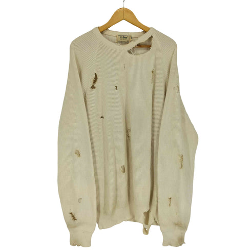 エルエルビーン L.L.Bean 90S MADE IN USA ダメージ加工コットンラグランニット メンズ XL-TALL