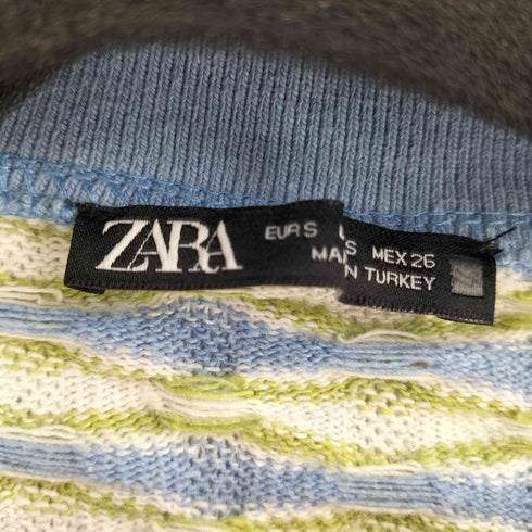 ザラ ZARA 総柄 半袖 スキッパー クロップド ニットポロ レディース import:S