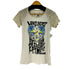 スカラー ScoLar 袖花柄 フロントプリント S/S ラグランTシャツ レディース JPN:M