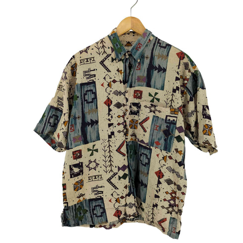 ナチュラルイシュー NATURAL ISSUE 総柄 リネン混シャツ メンズ import:M