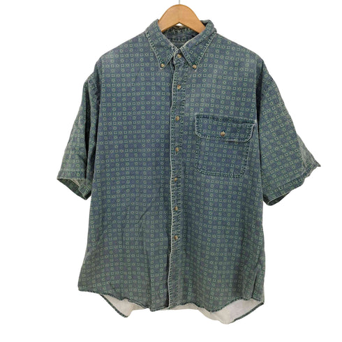 ランズエンド LANDS END 90S S/S 総柄シャツ メンズ import:M