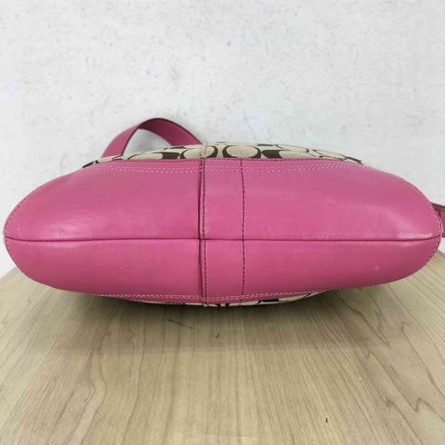 コーチ COACH シグネチャーロゴ レザー×キャンバスショルダーバッグ レディース