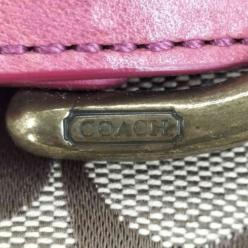 コーチ COACH シグネチャーロゴ レザー×キャンバスショルダーバッグ レディース