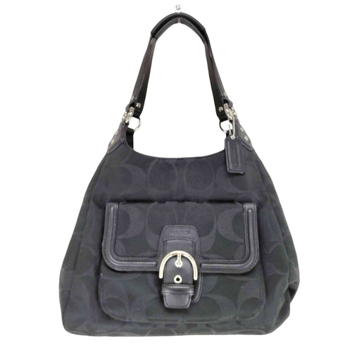 コーチ COACH シグネチャーロゴ レザー×キャンバスショルダーバッグ レディース