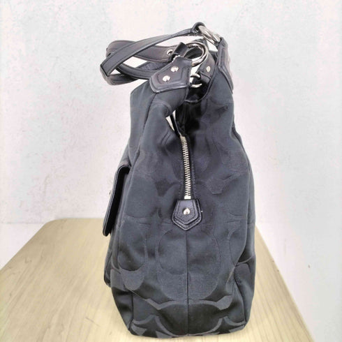 コーチ COACH シグネチャーロゴ レザー×キャンバスショルダーバッグ レディース