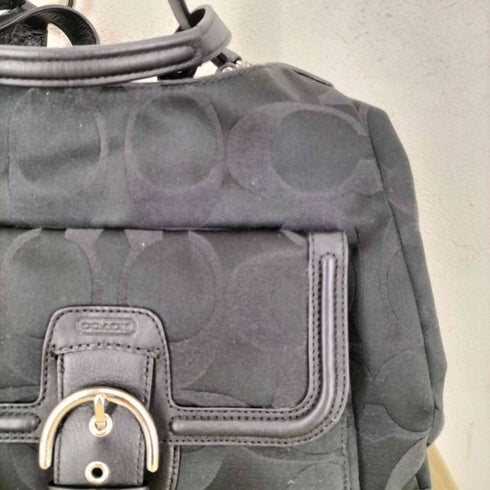 コーチ COACH シグネチャーロゴ レザー×キャンバスショルダーバッグ レディース